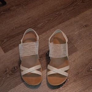 Skechers Beige Strappy Cork Sandals